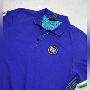 Porsche 917 Psychedelic Womens Polo Blue UsL V-Neck MARTINI RACING Collection